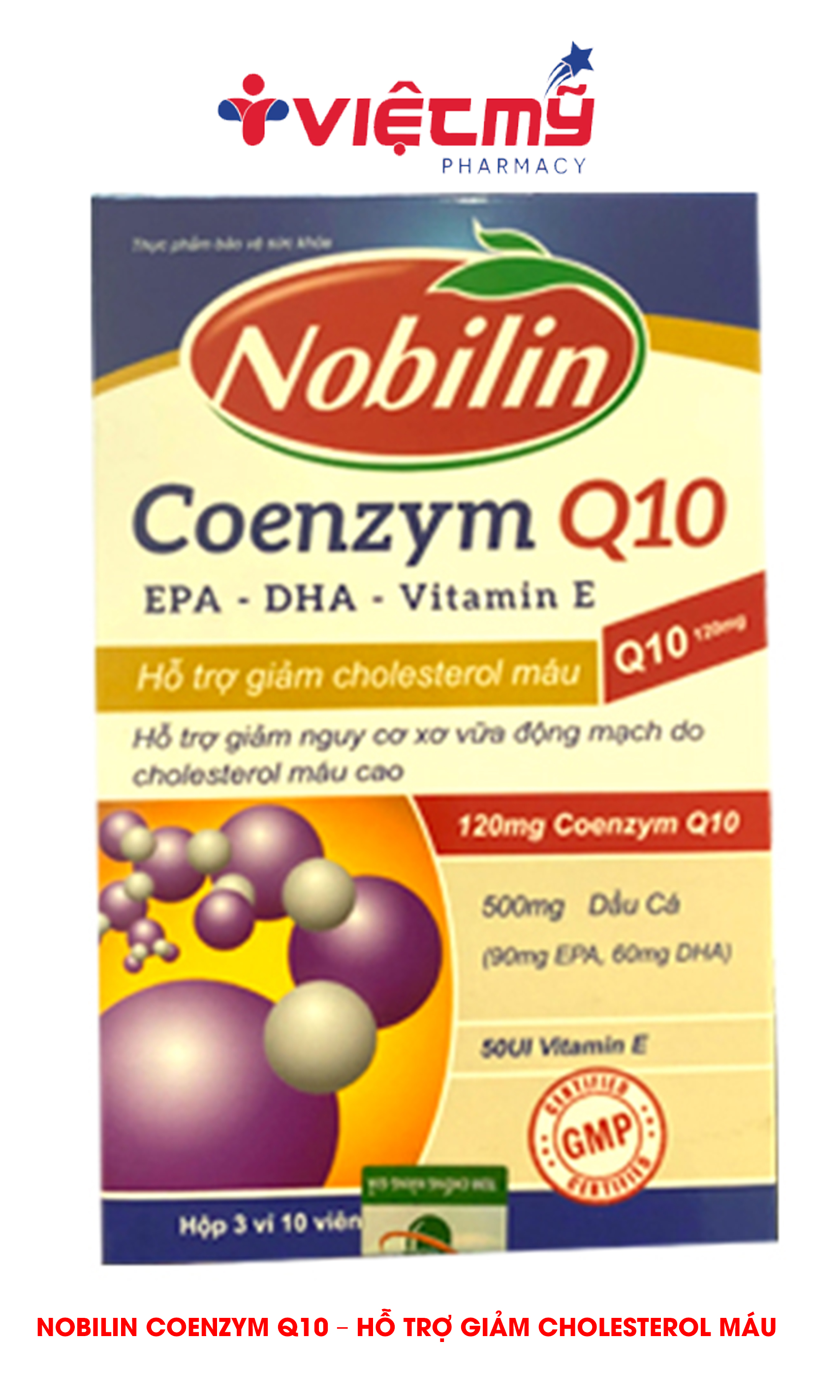 NOBILIN (hộp 30 viên) Coenzym Q10 hỗ trợ giảm Cholesterol máu