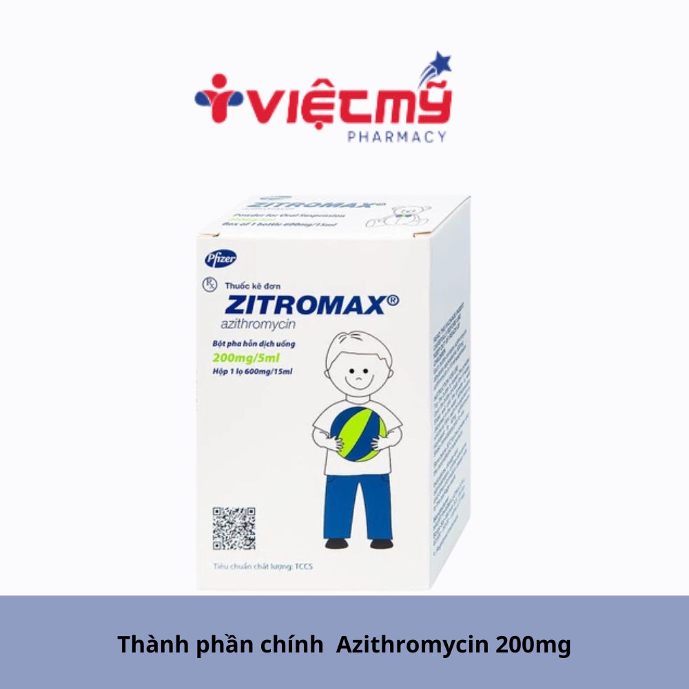 Zitromax do Công ty Pfizer sản xuất, với thành phần chính là Azithromycin