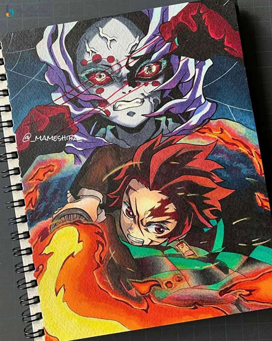 Bức tranh vẽ anime nam với mái tóc đen và đôi mắt sắc sảo, mang lại cảm giác trưởng thành và đáng tin cậy.