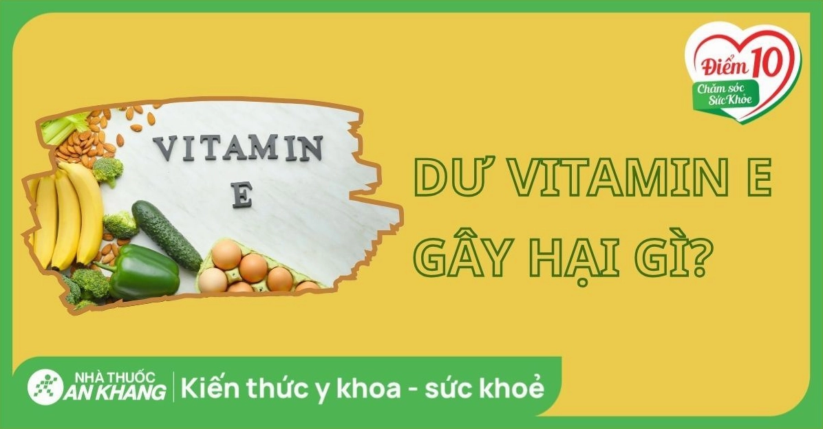 Hình ảnh minh họa các tác hại của việc thừa vitamin E như đau đầu, buồn nôn