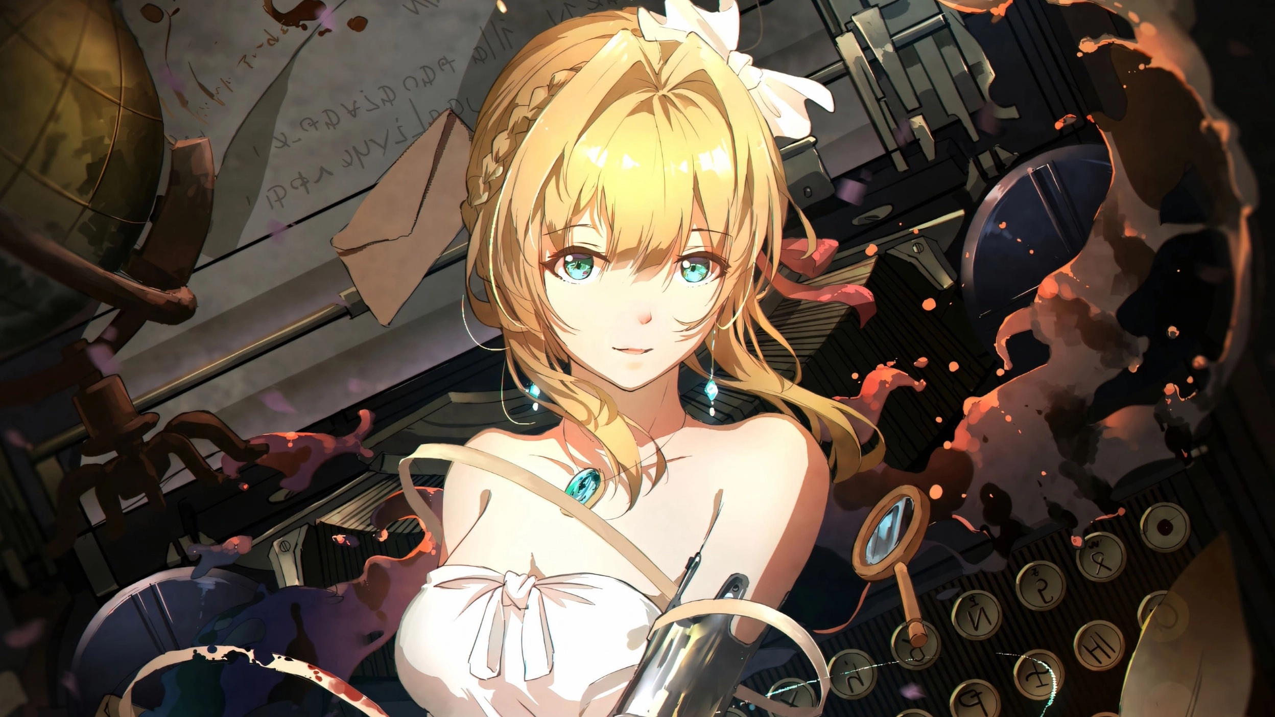 Hình nền máy tính 4k anime cute với một cô bé đang ôm chú mèo bông, màu sắc pastel nhẹ nhàng và nét vẽ mềm mại tạo cảm giác bình yên, ấm áp.