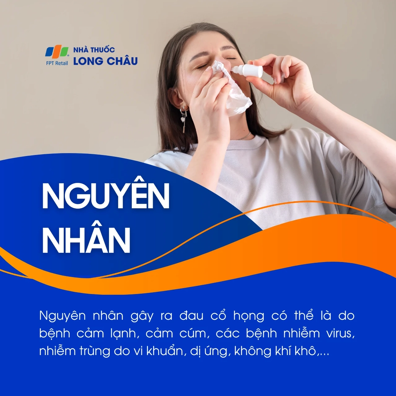 Sơ đồ các nguyên nhân chính gây đau họng bao gồm virus, vi khuẩn, dị ứng và không khí khô