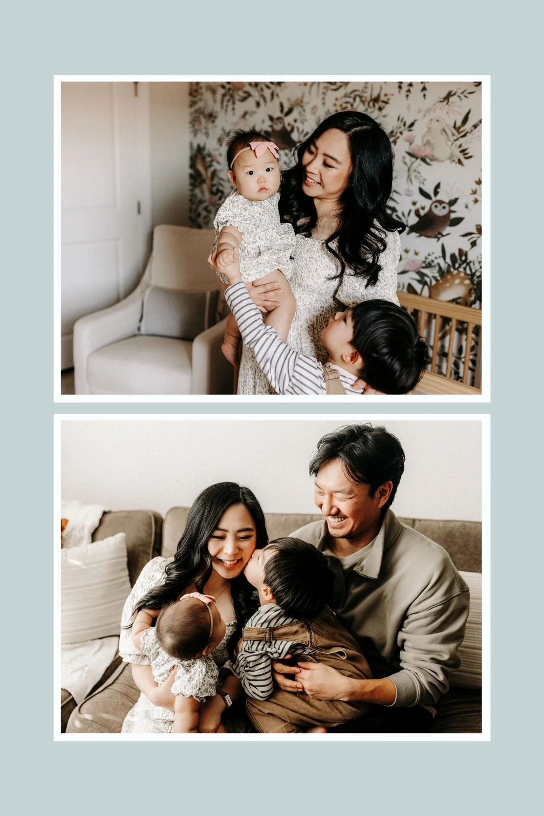Ảnh ghép gia đình theo phong cách chia ô đơn giản và dễ thương