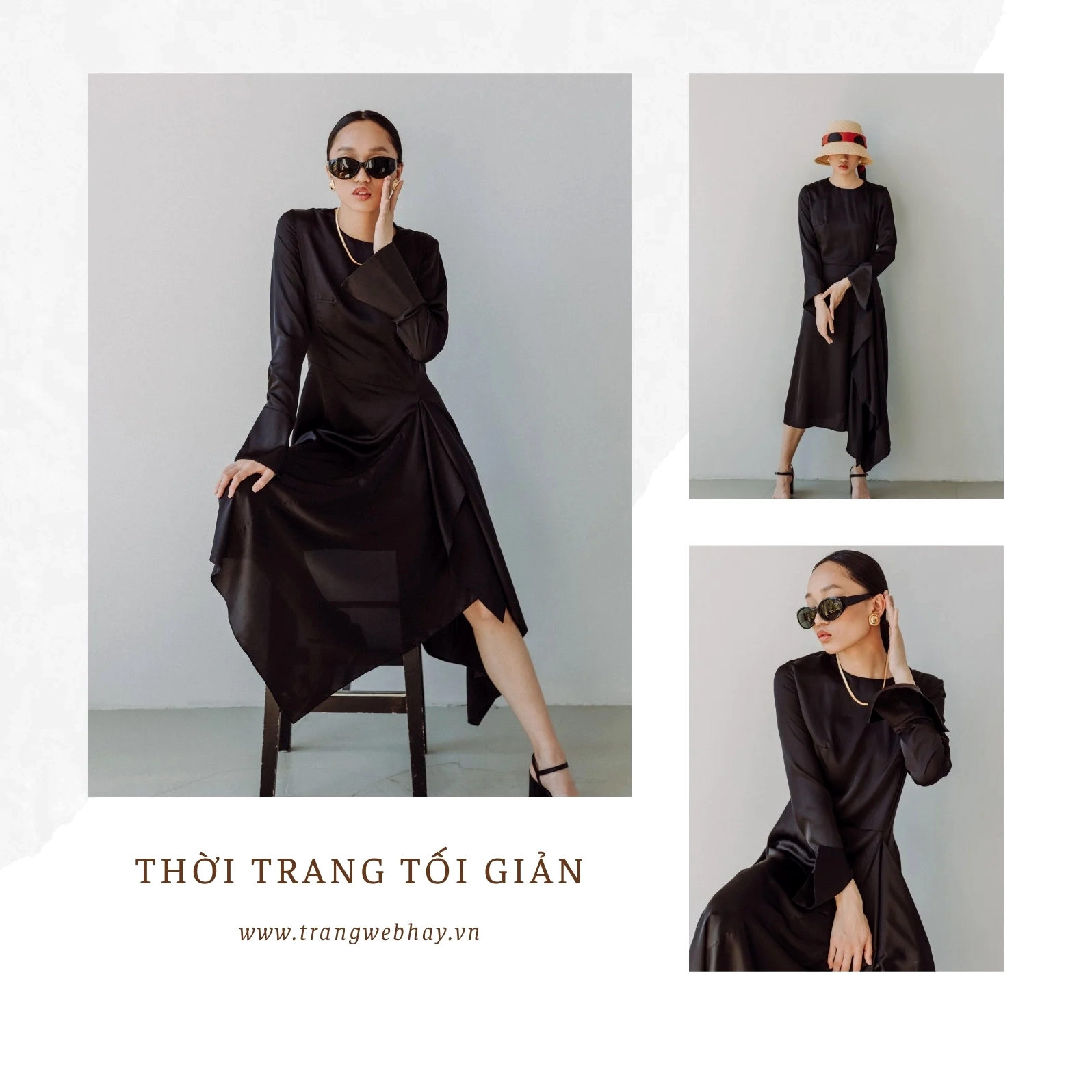 Ảnh ghép thời trang theo phong cách trắng đen cho bài đăng Instagram