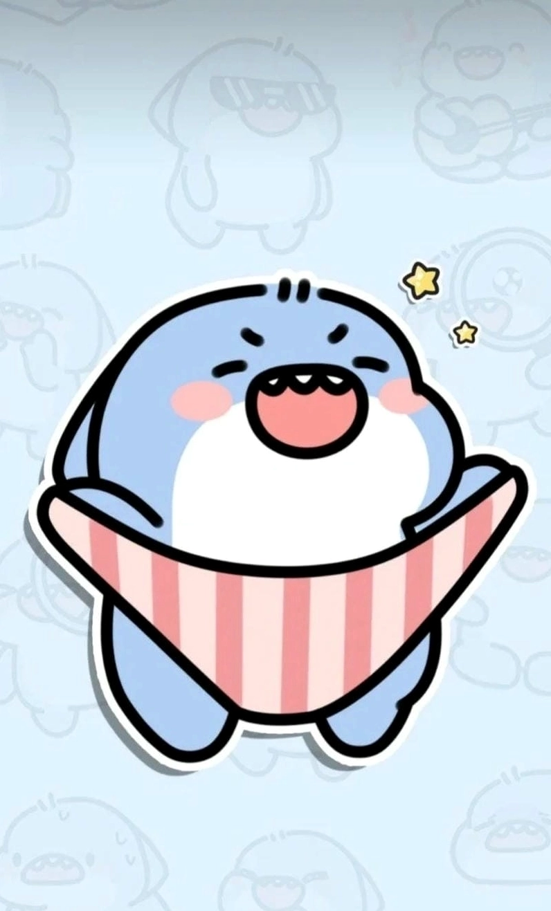 Cá mập cute dễ thương được vẽ theo phong cách chibi làm hình nền