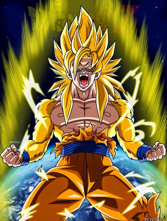 Hình anime Goku ngầu lòi với phong cách vẽ độc đáo và mạnh mẽ.