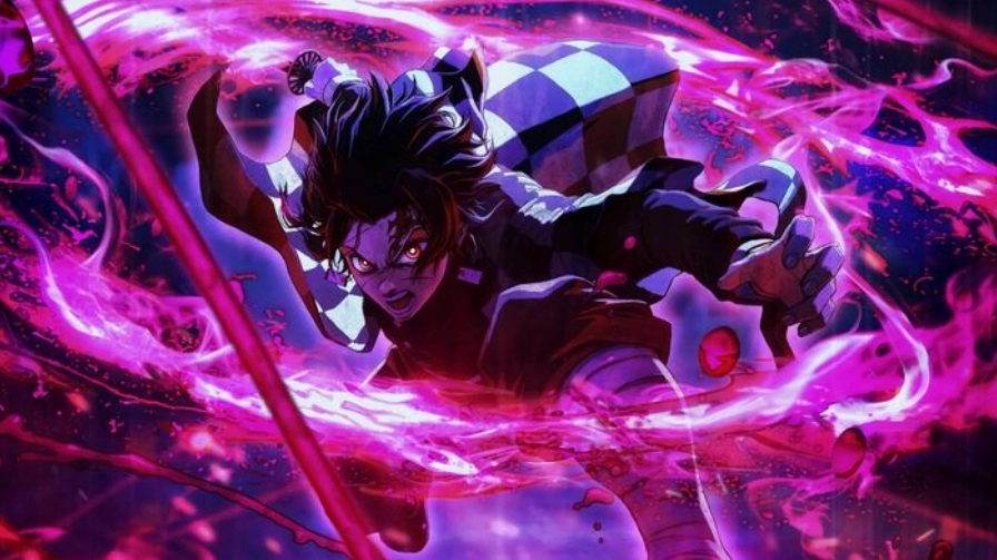 Một nhân vật anime 3D đang đứng giữa khung cảnh thành phố tương lai