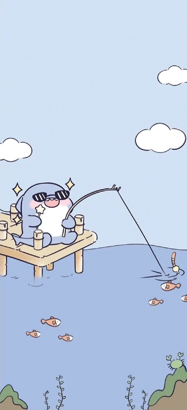 Tải hình nền cá mập cute phong cách anime cho điện thoại di động
